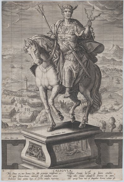 Statua equestre di Caligola, vista tre quarti a sinistra, ca. 1587-89 da Adriaen Collaert
