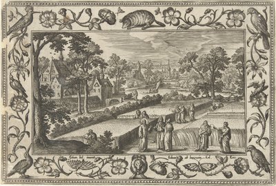 Raccolta di grano di sabato Paesaggi con scene bibliche, mitologiche e di caccia (titolo della serie) da Adriaen Collaert