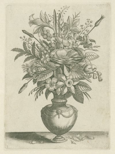 Vaso con fiori, tra cui narcisi trombetta da Adriaen Collaert