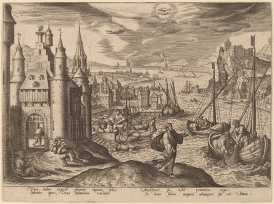 Gesù chiama gli apostoli tra i pescatori da Adriaen Collaert after Hans Bol