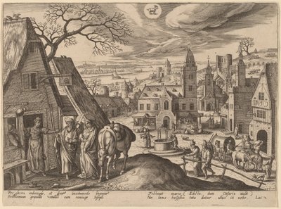 La Vergine e Giuseppe alla locanda da Adriaen Collaert after Hans Bol