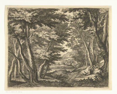 Paesaggio con tre uomini in una radura nella foresta da Adriaen Frans Boudewyns