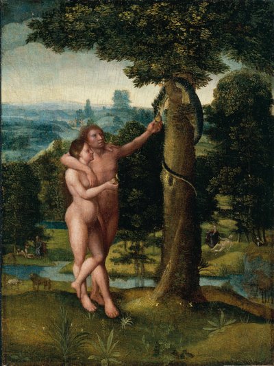 Adamo ed Eva, 1520 circa (olio su legno di quercia) da Adriaen Isenbrandt or Isenbrant