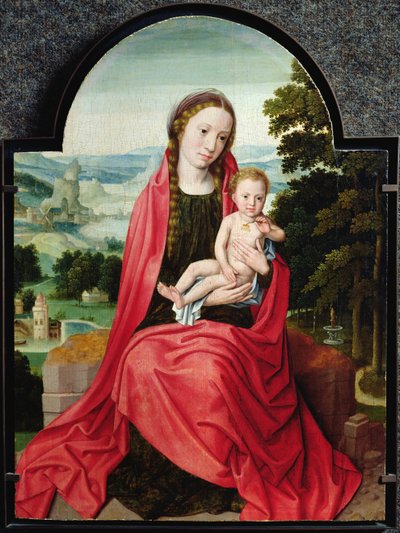 Vergine con il Bambino Gesù che tiene una viola del pensiero da Adriaen Isenbrandt or Isenbrant