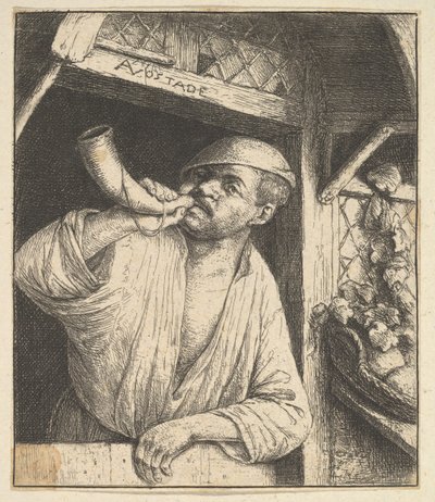 Fornaio che soffia nel corno, 1610-85 da Adriaen Jansz. van Ostade