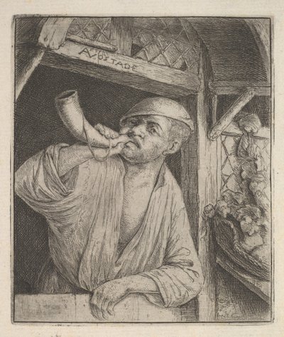 Fornaio che soffia nel corno da Adriaen Jansz. van Ostade