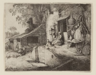 Alla Porta del Cottage - La Filatrice da Adriaen Jansz. van Ostade