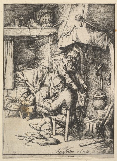 Padre che Nutre il suo Bambino da Adriaen Jansz. van Ostade