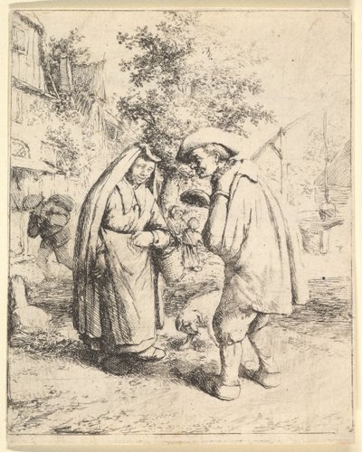 Uomo che parla con una donna, 1610-85 da Adriaen Jansz. van Ostade
