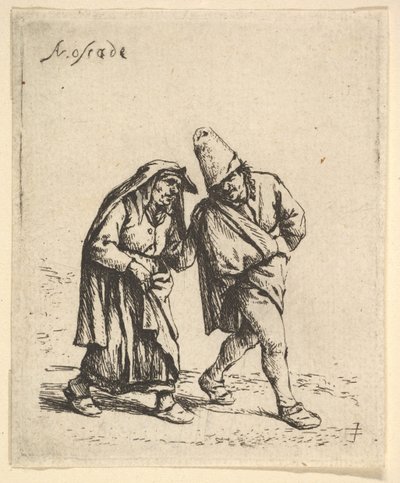Uomo e donna che camminano, 1610-85 da Adriaen Jansz. van Ostade