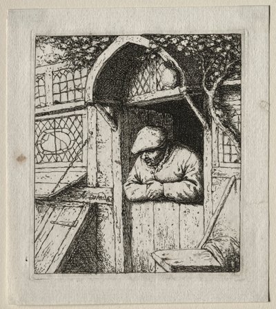 Contadino appoggiato alla sua porta da Adriaen Jansz. van Ostade