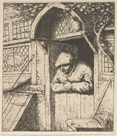 Contadino appoggiato alla porta da Adriaen Jansz. van Ostade