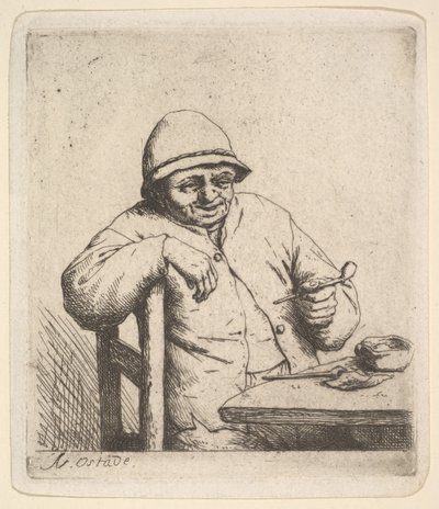 Contadino con una pipa, 1640-80 da Adriaen Jansz. van Ostade