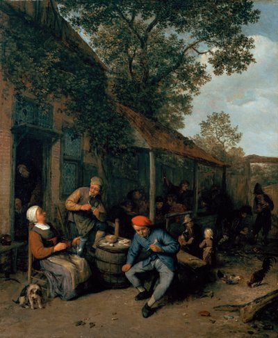 Contadini che fumano e festeggiano fuori da una taverna, 1676 da Adriaen Jansz. van Ostade