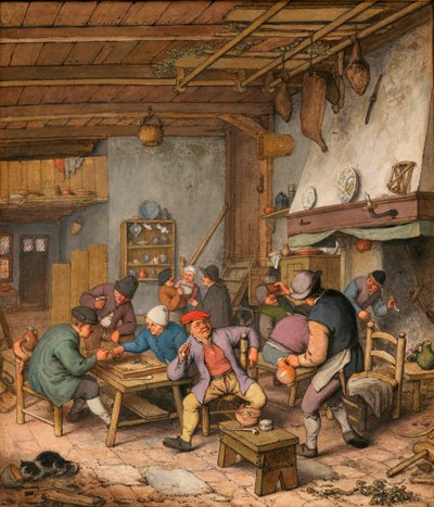 Sala in una locanda con contadini che bevono, fumano e giocano a backgammon da Adriaen Jansz. van Ostade