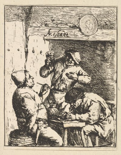Cantante in piedi tra due fumatori, 1610-85 da Adriaen Jansz. van Ostade