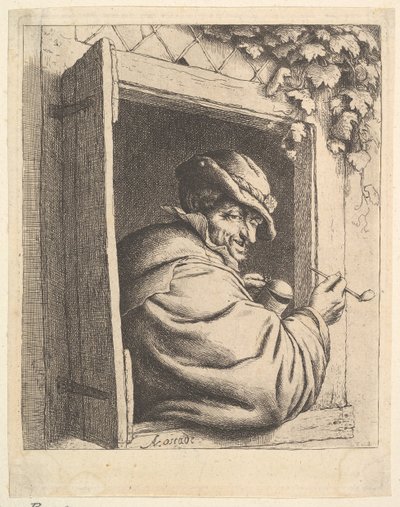 Fumatore alla finestra, 1610-85 da Adriaen Jansz. van Ostade