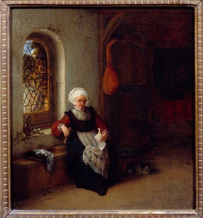 La donna ha la lettera. Dipinto di Adrien Van Ostade da Adriaen Jansz. van Ostade