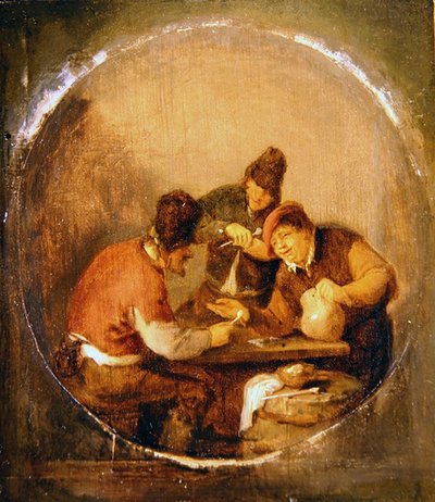 Tre contadini che bevono e fumano in una taverna da Adriaen Jansz. van Ostade