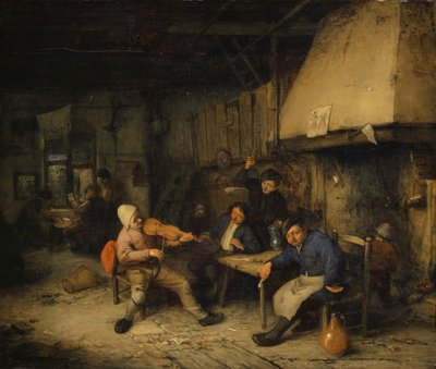 Violinista e contadini che bevono in una taverna, 1663 da Adriaen Jansz. van Ostade