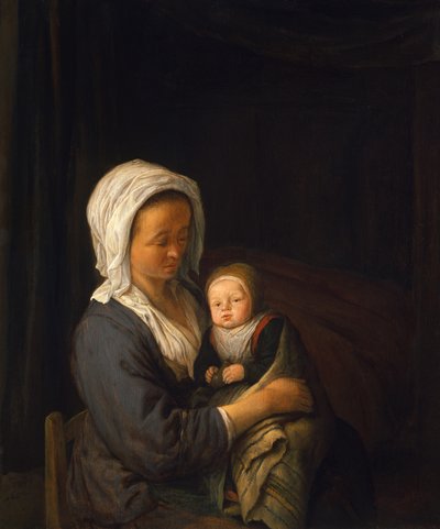 Donna che tiene un bambino in grembo da Adriaen Jansz. van Ostade