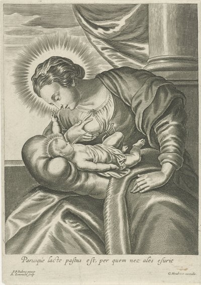 Maria nutre il Bambino Gesù da Adriaen Lommelin (attributed to workshop of)