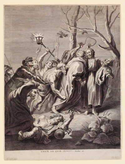 Immagine dalla vita di Gesù. Amice, as quid venisti da Adriaen Lommelin