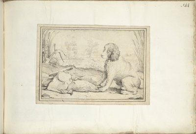 Cane accanto ad attrezzatura da caccia e preda in un paesaggio da Adriaen Matham (signed by artist)