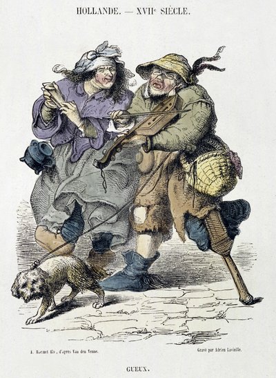 Gueux che suonano musica di strada, Olanda, XVII secolo da Adriaen Pietersz van de (after) Venne
