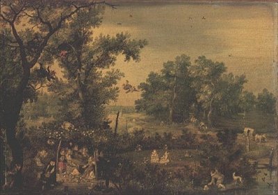 Donne eleganti che fanno musica in un pergolato da Adriaen Pietersz. van de Venne