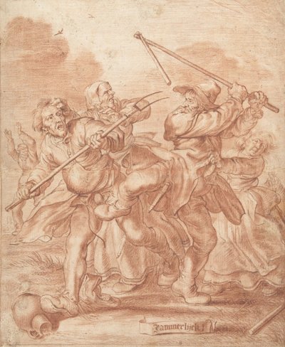 Contadini combattenti, 1600-62 (gesso su carta) da Adriaen Pietersz van de Venne