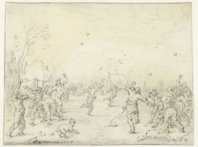 Uomini e ragazzi che lanciano palle di neve da Adriaen Pietersz van de Venne
