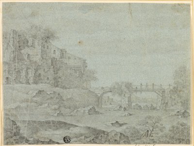 Rovine con vista sul fiume e ponte da Adriaen Pietersz. van de Venne