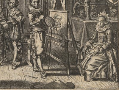 Pittore e modella nello studio da Adriaen Pietersz van de Venne