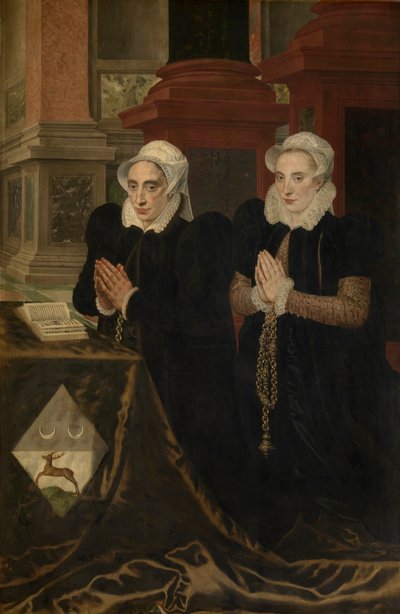 Calvario e la Famiglia di Gillis de Smidt e Maria de Deckere da Adriaen Thomasz Key
