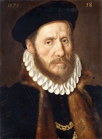 Ritratto di un gentiluomo barbuto, busto, con catene d