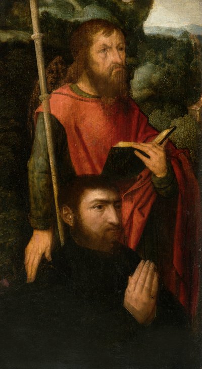 Un santo maschio con un donatore da Adriaen circle of Ysenbrandt