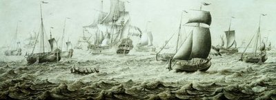 Navi in acque agitate da Adriaen van Salm
