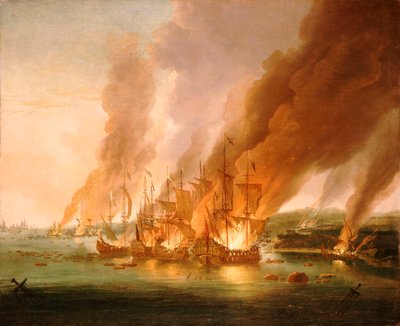 La battaglia di La Hogue, 23 maggio 1692, fine XVII secolo da Adriaen van Diest