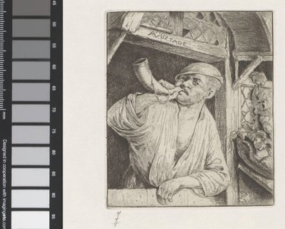 Fornaio che soffia in un corno da Adriaen van Ostade