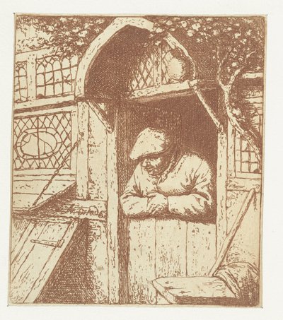 Contadino appoggiato alla porta da Adriaen van Ostade