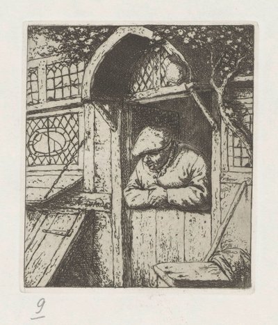 Contadino appoggiato alla porta da Adriaen van Ostade