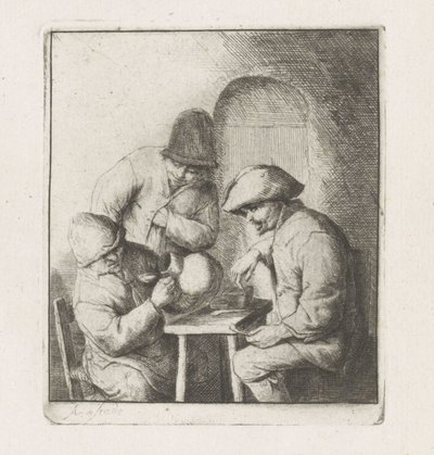Tre uomini con una brocca vuota da Adriaen van Ostade