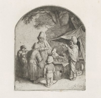 Figure presso una bancarella di un ciarlatano da Adriaen van Ostade