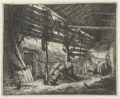 Interno di un fienile da Adriaen van Ostade