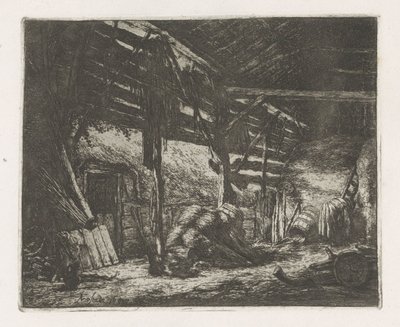 Interno di un fienile da Adriaen van Ostade