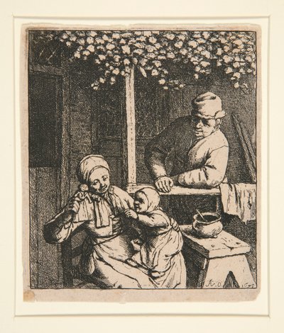 La poupée désirée [Donna che prende in giro il bambino con una bambola] da Adriaen van Ostade