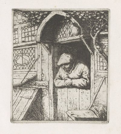 Uomo appoggiato a una porta inferiore da Adriaen van Ostade