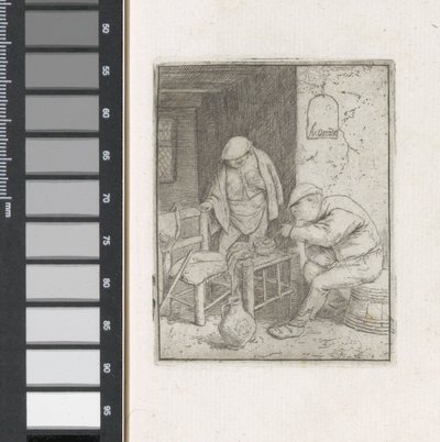 Uomo che accende una pipa in un interno da Adriaen van Ostade