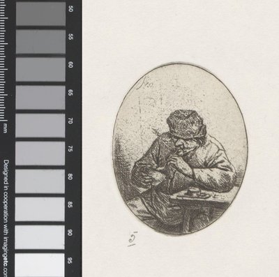 Uomo che accende la pipa da Adriaen van Ostade